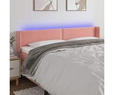 Galvūgalis su LED, rožinės spalvos, 203x16x78/88cm, aksomas