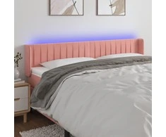 Galvūgalis su LED, rožinės spalvos, 203x16x78/88cm, aksomas
