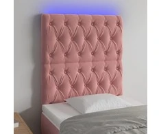 Galvūgalis su LED, rožinės spalvos, 80x7x118/128cm, aksomas
