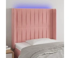 Galvūgalis su LED, rožinės spalvos, 83x16x118/128cm, aksomas