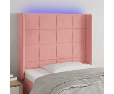 Galvūgalis su LED, rožinės spalvos, 83x16x118/128cm, aksomas