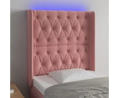 Galvūgalis su LED, rožinės spalvos, 83x16x118/128cm, aksomas