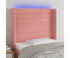 Galvūgalis su LED, rožinės spalvos, 83x16x118/128cm, aksomas
