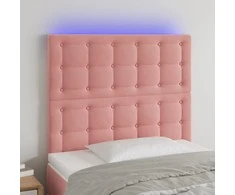 Galvūgalis su LED, rožinės spalvos, 90x5x118/128cm, aksomas