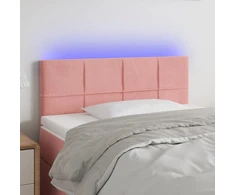 Galvūgalis su LED, rožinės spalvos, 90x5x78/88cm, aksomas