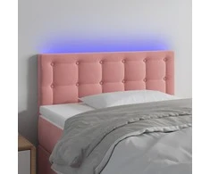 Galvūgalis su LED, rožinės spalvos, 90x5x78/88cm, aksomas