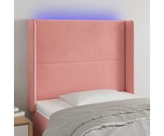 Galvūgalis su LED, rožinės spalvos, 93x16x118/128cm, aksomas