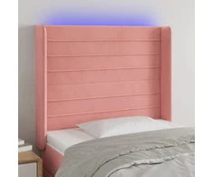 Galvūgalis su LED, rožinės spalvos, 93x16x118/128cm, aksomas