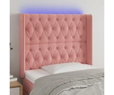 Galvūgalis su LED, rožinės spalvos, 93x16x118/128cm, aksomas