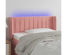 Galvūgalis su LED, rožinės spalvos, 93x16x78/88cm, aksomas