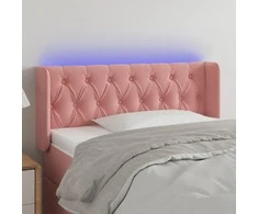 Galvūgalis su LED, rožinės spalvos, 93x16x78/88cm, aksomas