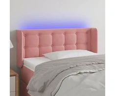 Galvūgalis su LED, rožinės spalvos, 93x16x78/88cm, aksomas