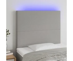 Galvūgalis su LED, šviesiai pilkas, 100x5x118/128cm, audinys