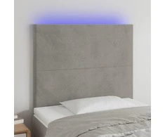 Galvūgalis su LED, šviesiai pilkas, 100x5x118/128cm, aksomas