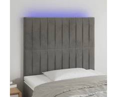 Galvūgalis su LED, šviesiai pilkas, 100x5x118/128cm, aksomas