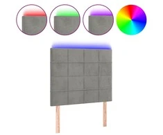Galvūgalis su LED, šviesiai pilkas, 100x5x118/128cm, aksomas
