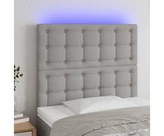 Galvūgalis su LED, šviesiai pilkas, 100x5x118/128cm, audinys