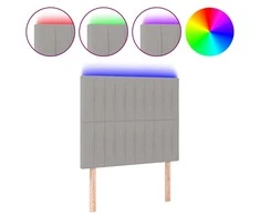 Galvūgalis su LED, šviesiai pilkas, 100x5x118/128cm, audinys