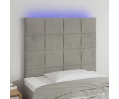Galvūgalis su LED, šviesiai pilkas, 100x5x118/128cm, aksomas