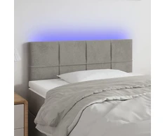 Galvūgalis su LED, šviesiai pilkas, 100x5x78/88cm, aksomas
