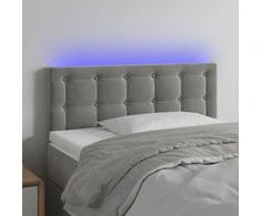 Galvūgalis su LED, šviesiai pilkas, 100x5x78/88cm, aksomas