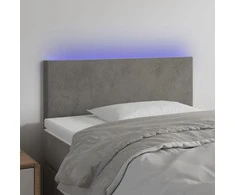 Galvūgalis su LED, šviesiai pilkas, 100x5x78/88cm, aksomas