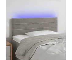 Galvūgalis su LED, šviesiai pilkas, 100x5x78/88cm, aksomas