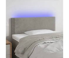 Galvūgalis su LED, šviesiai pilkas, 100x5x78/88cm, aksomas