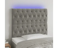 Galvūgalis su LED, šviesiai pilkas, 100x7x118/128cm, aksomas