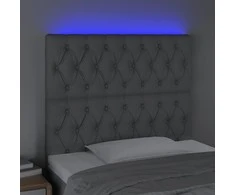 Galvūgalis su LED, šviesiai pilkas, 100x7x118/128cm, audinys