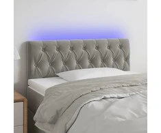 Galvūgalis su LED, šviesiai pilkas, 100x7x78/88cm, aksomas