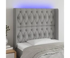 Galvūgalis su LED, šviesiai pilkas, 103x16x118/128cm, audinys
