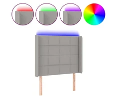 Galvūgalis su LED, šviesiai pilkas, 103x16x118/128cm, audinys