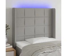 Galvūgalis su LED, šviesiai pilkas, 103x16x118/128cm, audinys