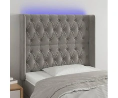 Galvūgalis su LED, šviesiai pilkas, 103x16x118/128cm, aksomas