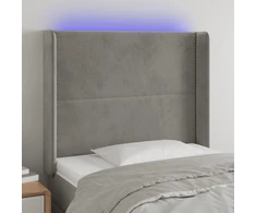 Galvūgalis su LED, šviesiai pilkas, 103x16x118/128cm, aksomas