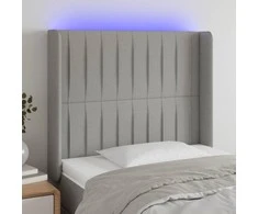 Galvūgalis su LED, šviesiai pilkas, 103x16x118/128cm, audinys