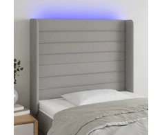 Galvūgalis su LED, šviesiai pilkas, 103x16x118/128cm, audinys