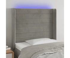 Galvūgalis su LED, šviesiai pilkas, 103x16x118/128cm, aksomas