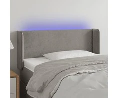Galvūgalis su LED, šviesiai pilkas, 103x16x78/88cm, aksomas