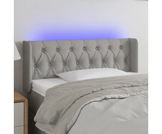 Galvūgalis su LED, šviesiai pilkas, 103x16x78/88cm, audinys