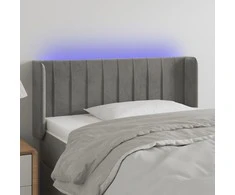 Galvūgalis su LED, šviesiai pilkas, 103x16x78/88cm, aksomas