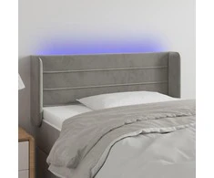 Galvūgalis su LED, šviesiai pilkas, 103x16x78/88cm, aksomas