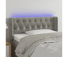 Galvūgalis su LED, šviesiai pilkas, 103x16x78/88cm, aksomas