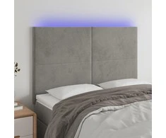 Galvūgalis su LED, šviesiai pilkas, 144x5x118/128cm, aksomas