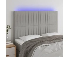 Galvūgalis su LED, šviesiai pilkas, 144x5x118/128cm, audinys