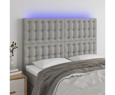 Galvūgalis su LED, šviesiai pilkas, 144x5x118/128cm, audinys