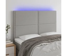 Galvūgalis su LED, šviesiai pilkas, 144x5x118/128cm, audinys