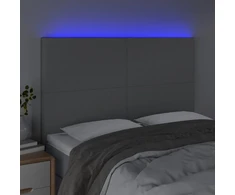 Galvūgalis su LED, šviesiai pilkas, 144x5x118/128cm, audinys