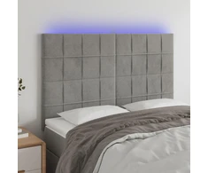 Galvūgalis su LED, šviesiai pilkas, 144x5x118/128cm, aksomas